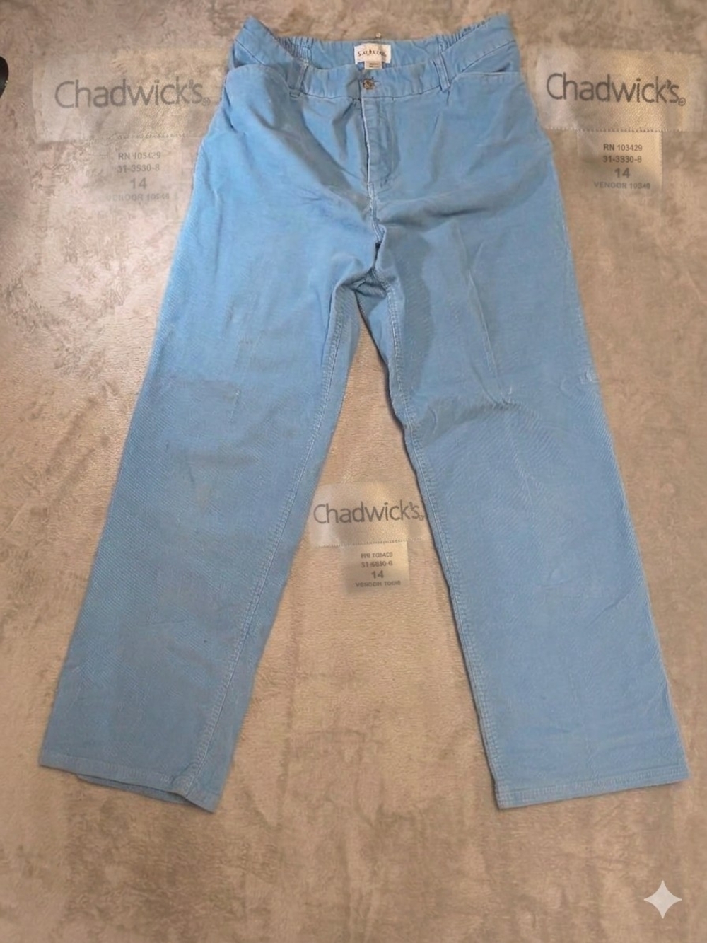 Chadwicks Light Blue Corduroy Womens Pants